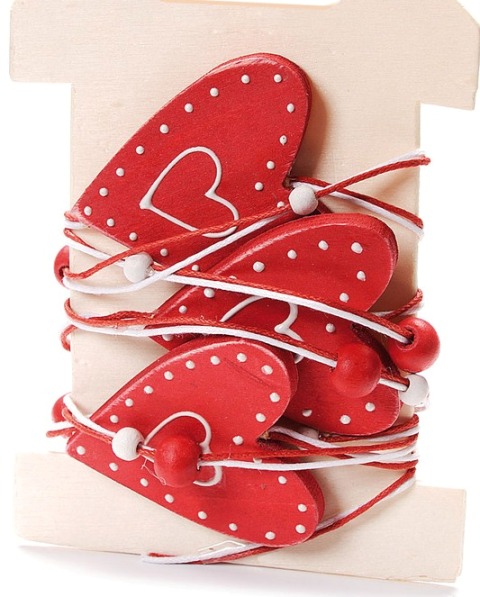 Red Wooden Heart Garland