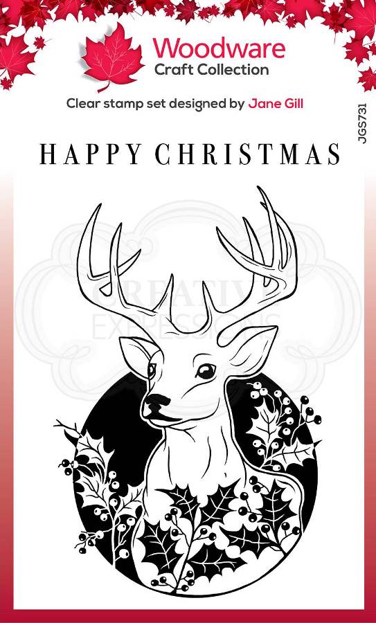 Woodware Clear Festive Stamps - CIRCLE DEER (JGS731)
