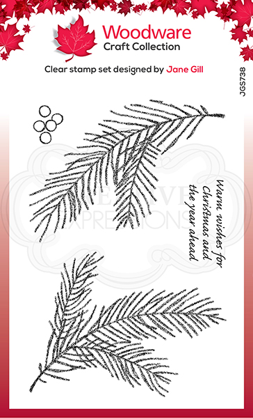 Woodware Clear Festive Stamps - Sketchy Pine Branch (JGS738)