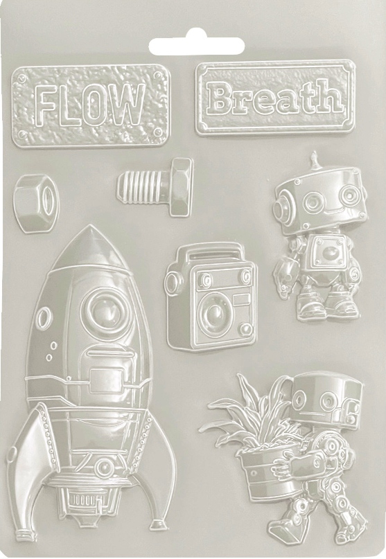 Stamperia A New Beginning A5 Soft Mould Spaceship and Robot (K3PTA5679) 