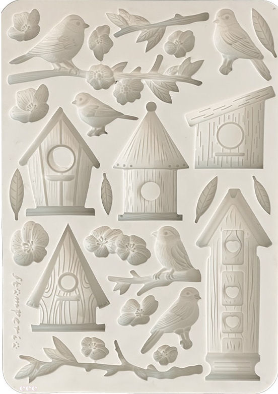Stamperia Create Happiness Dewdrops Silicon Mould A5 Nests And Birds  (KACMA546) 
