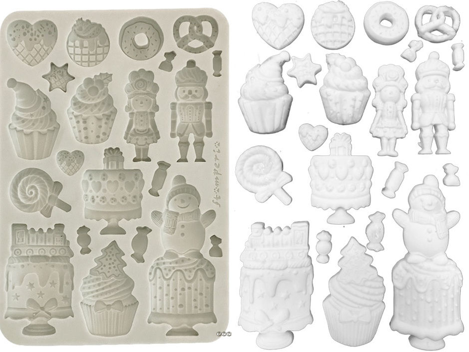 Stamperia Candy Christmas A5 Silicon Mould Cakes  (KACMA584) 