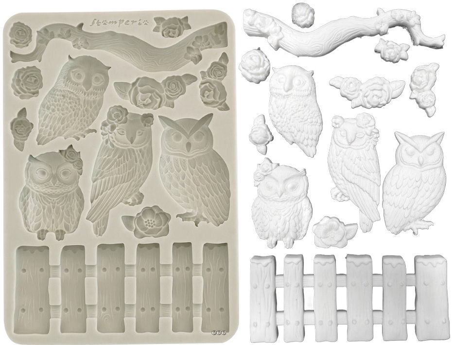 Stamperia The Owl's House A5 Silicon Mould Owls and Branch  (KACMA585) 