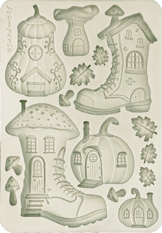 Stamperia Whispering Woods A5 Silicon Mould - Boots and Pumpkin House (KACMA586) 