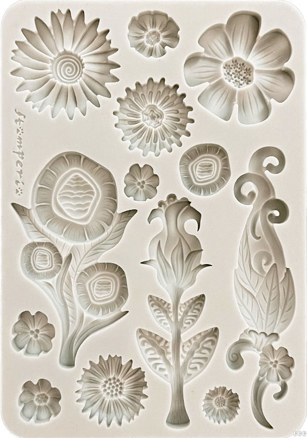 Stamperia Furry Friends A5 Silicon Mould Flowers (KACMA593) 