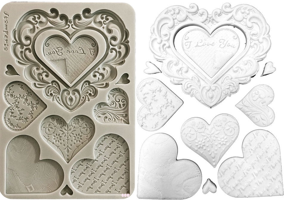 Stamperia Family A5 Silicon Mould Hearts (KACMA600) 