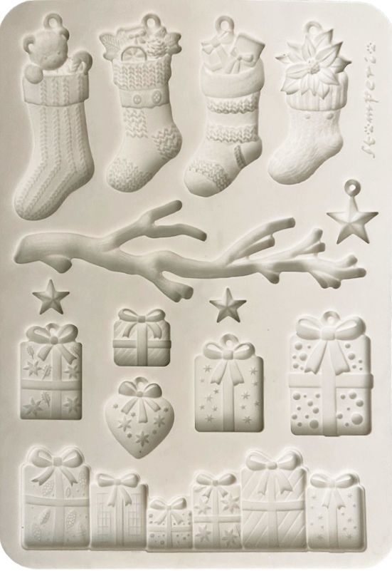 NEW Stamperia A5 Silicon Mould Christmas Socks and Presents (KACMA620) 