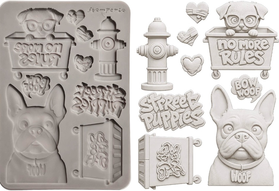 Stamperia Furry Friends 2 A5 Silicon Mould Dogs by Antonis Tzanidakis (KACMA627) 