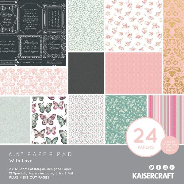 Kaisercraft 'WITH LOVE' Sticker Book 12pg 2x 6 Sheets Romance SK808 KAISER 