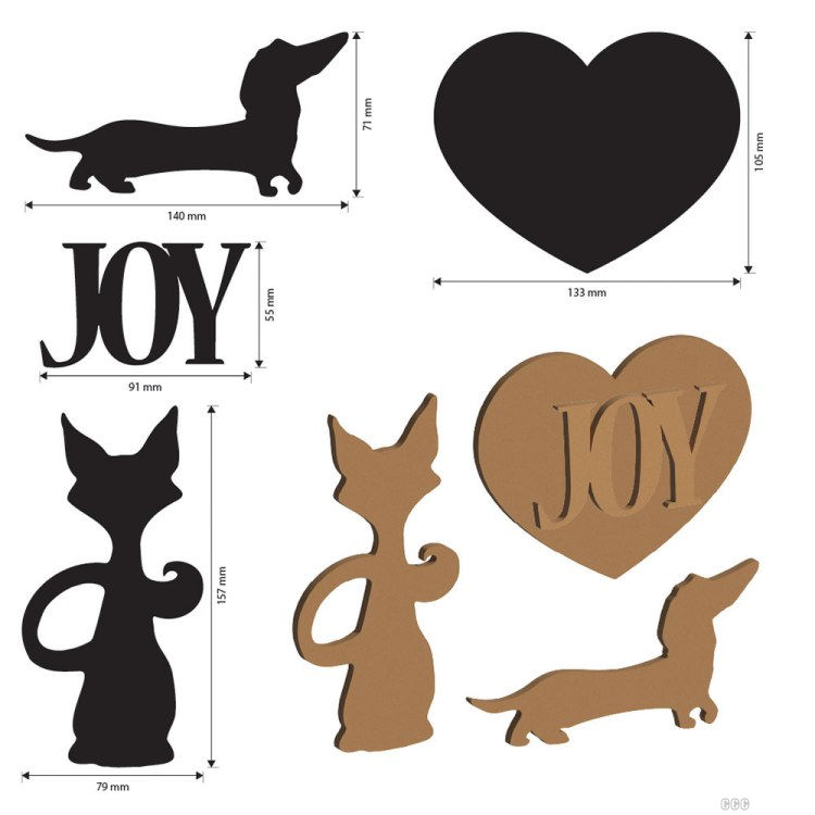 Stamperia Furry Friends MDF Crafty Shapes Blanks Dog and Cat Silhouette (KLSM67)