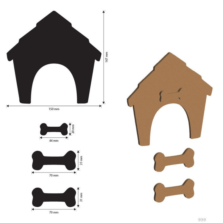Stamperia Furry Friends MDF Crafty Shapes Blanks Doghouse and Bones (KLSM69) 
