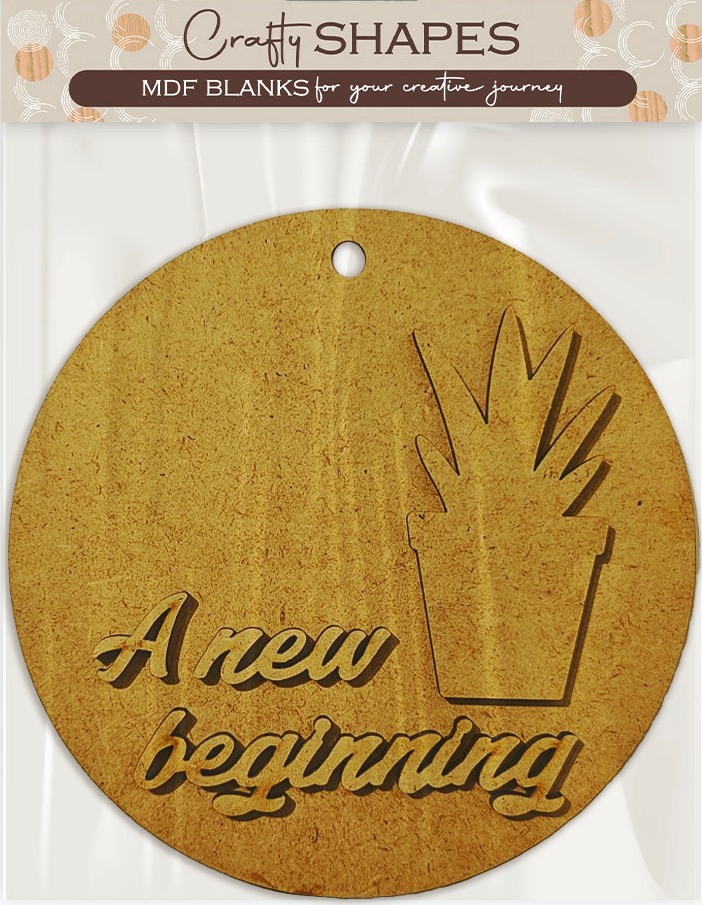 Stamperia A New Beginning MDF Crafty Shapes Blank Round Tag with Plant (KLSM84) 