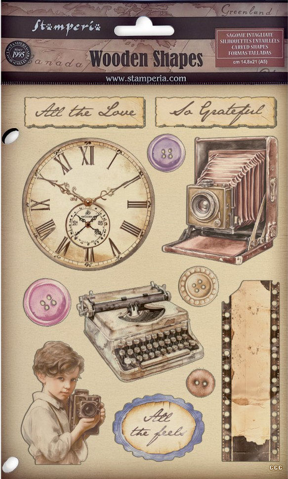 Stamperia Quiet Days A5 Coloured Wooden Shapes (KLSP190)