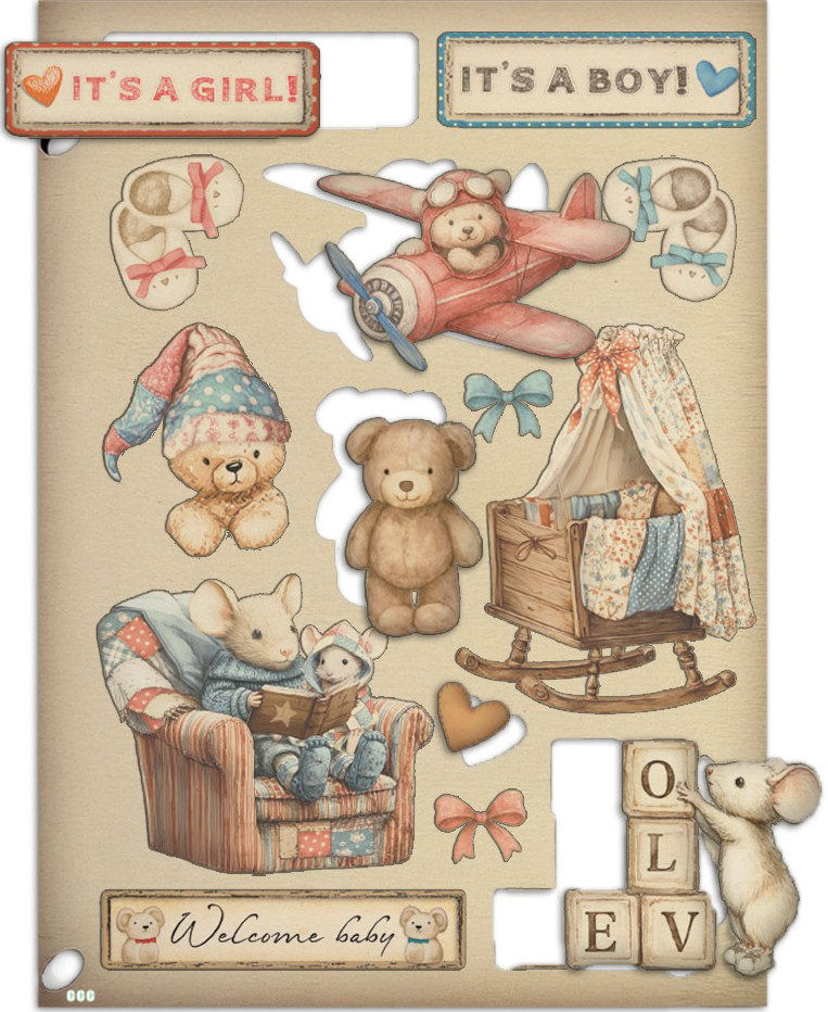 Stamperia Baby A6 Coloured Wooden Shape (KLSP193) 