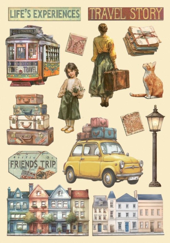 NEW Stamperia Art of Travelling A5 Coloured Wooden Shape (KLSP197) 