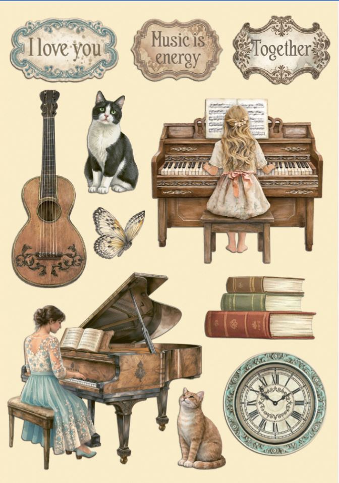 Stamperia Symphony A5 Coloured Wooden Shapes
