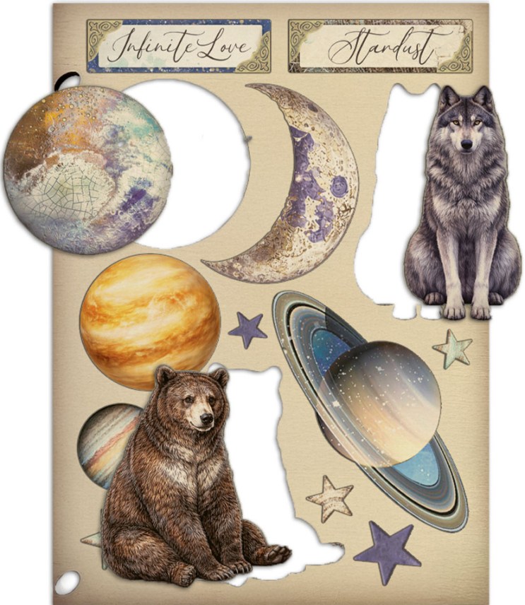 Stamperia Cosmos A5 Coloured Wooden Shapes by Cristina Radovan (KLSP207) 