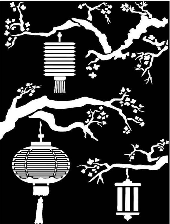 Stamperia Thick Stencil 15x20cm -  Sir Vagabond in Japan LANTERN (KSAT20)