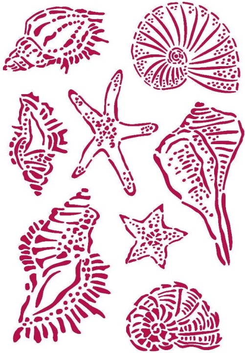 Stamperia Stencil A4 -  Romantic Sea Dream Shells (KSG463)
