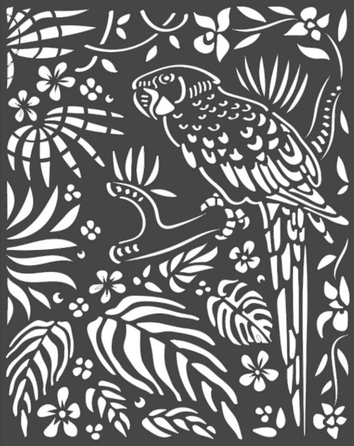 Stamperia Thick Stencil 20x25cm -  Amazonia Parrot (KSTD067)