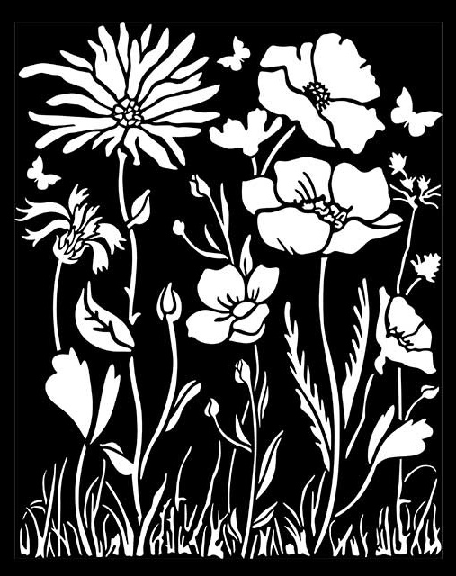 Stamperia Thick Stencil 20x25cm -  Atelier Poppy and Flower (KSTD072)
