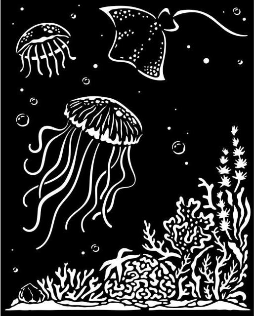Stamperia Songs of the Sea Thick Stencil 20x25cm -  Jellyfish (KSTD140)