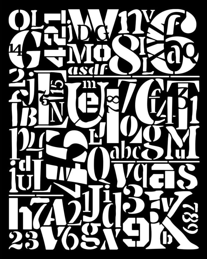 Stamperia Furry Friends Thick Stencil 20x25cm Numbers and Letters Pattern (KSTD189)