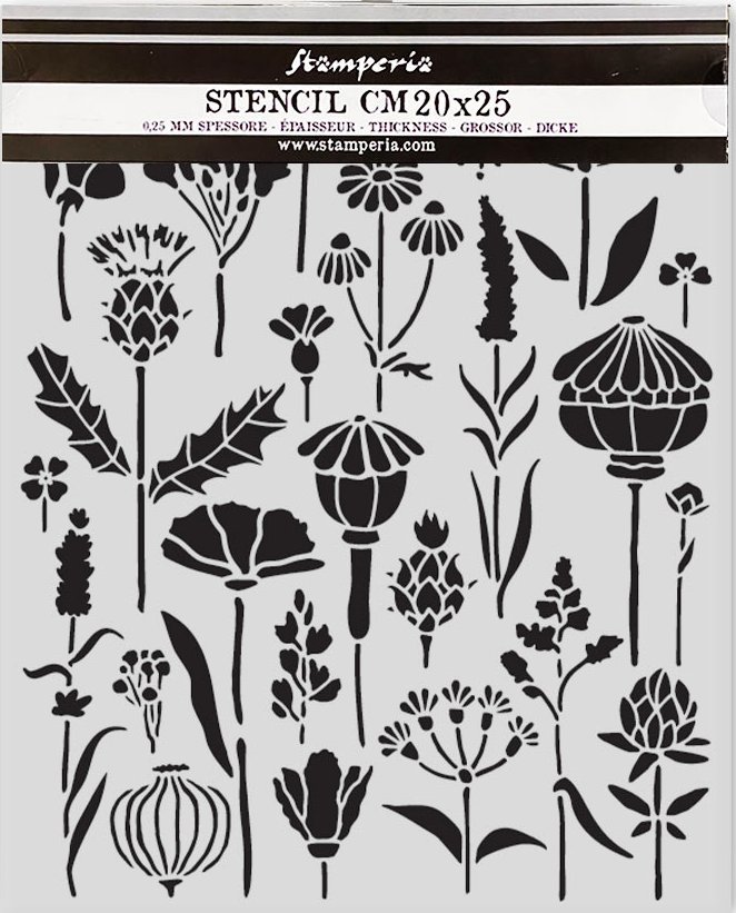 Stamperia Herbarium Silvae Thick Stencil 20x25cm Stamperia Herbarium (KSTD193) 