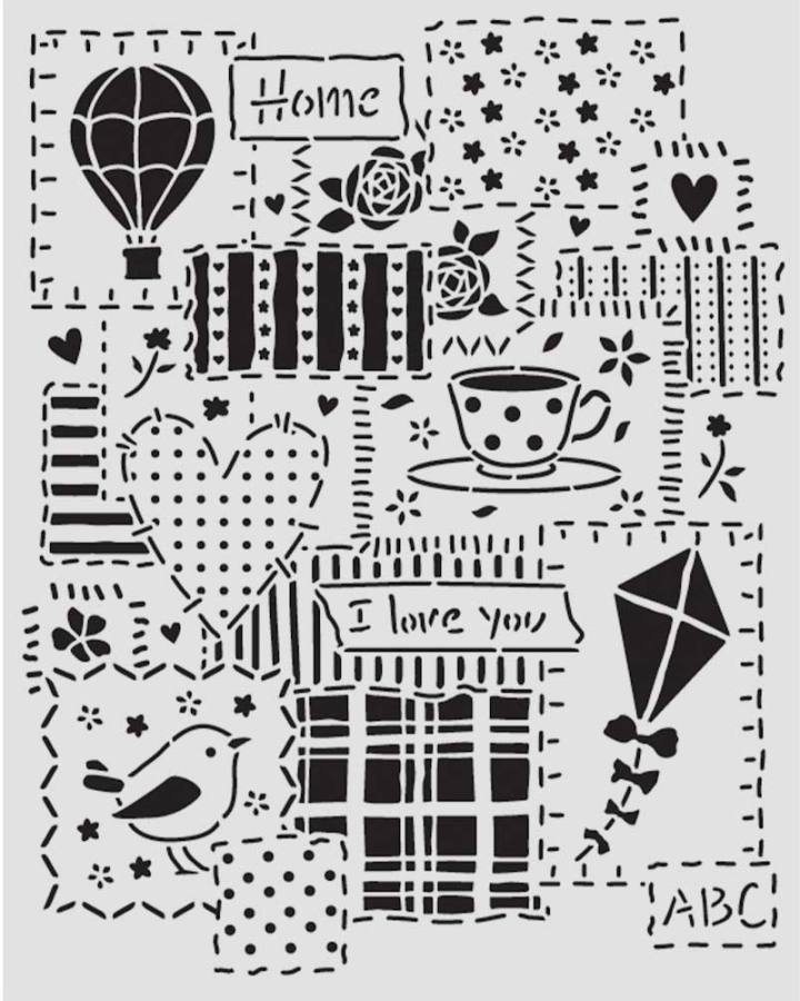 Stamperia Family Thick Stencil 20x25cm Patchwork (KSTD197) 