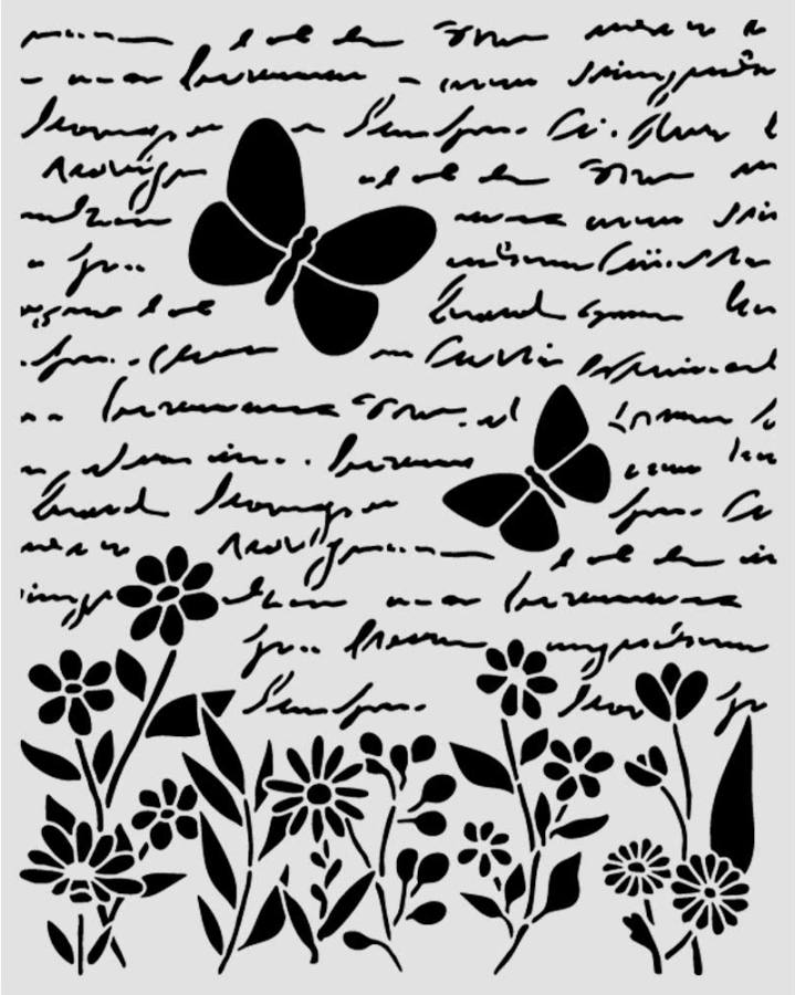 Stamperia Daisy Art Thick Stencil 20x25cm Letter and Butterfly  (KSTD199) 