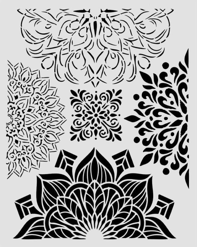 Stamperia Gardens of Time Thick Stencil 20x25cm Half Friezes (KSTD204) 