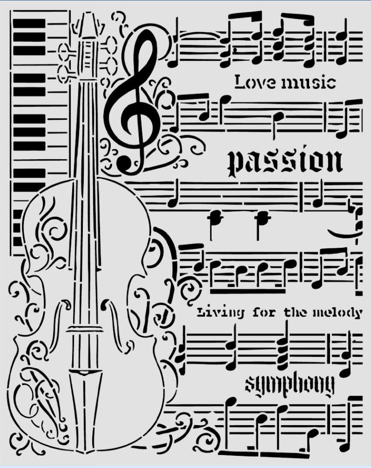 Stamperia Symphony Thick Stencils 20x25cm Violin  (KSTD210)