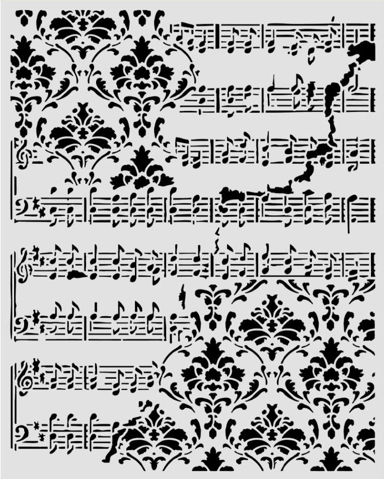 Stamperia Symphony Thick Stencils 20x25cm Core and Frize (KSTD211)