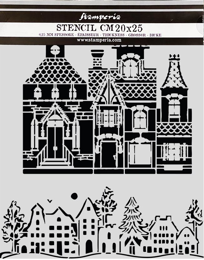 NEW Stamperia Thick Stencils 20x25cm Christmas House   (KSTD216) 