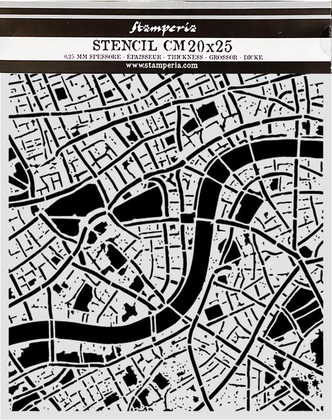 NEW Stamperia Our Way Thick Stencils 20x25cm Street Map (KSTD225) 