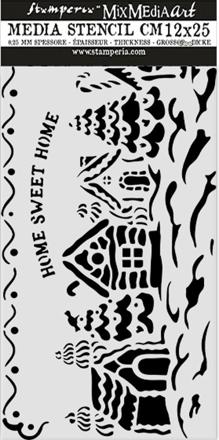 Stamperia Candy Christmas Thick Stencil 12X25cm - Village (KSTDL123)