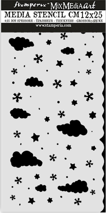 Stamperia Candy Christmas Thick Stencil 12X25cm - Clouds (KSTDL124)