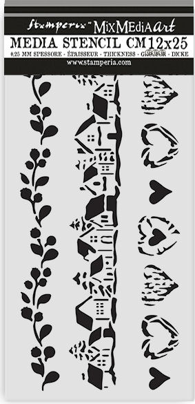 Stamperia The Owl's House Thick Stencil 12X25cm - 3 stripes   (KSTDL128)
