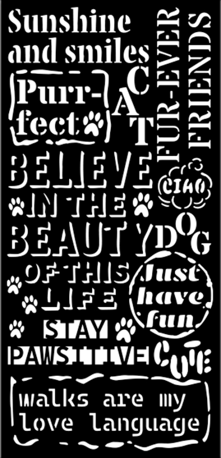 Stamperia Furry Friends Thick Stencil 12x25cm Quotes Pattern (KSTDL132) 
