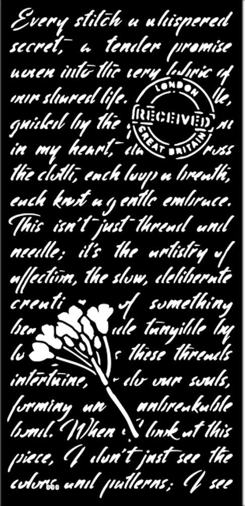 Stamperia Quiet Days Thick Stencil 12x25cm Manuscript (KSTDL136) 