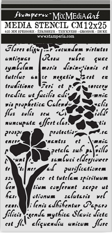 Stamperia Herbarium Silvae Thick Stencil 12x25cm Letter with Flowers (KSTDL138) 