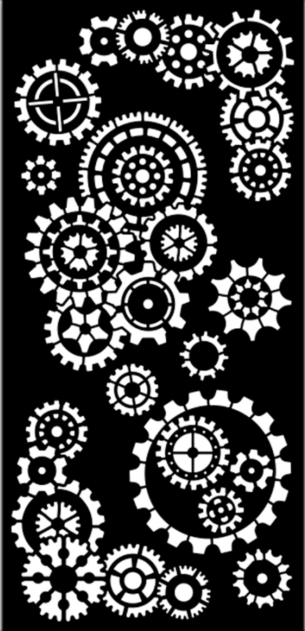 Stamperia Gear up for Christmas Thick Stencil 12x25cm -Gears (KSTDL140) 