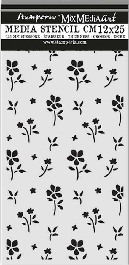 Stamperia Family Thick Stencil 12x25cm Small Flower Pattern (KSTDL142) 
