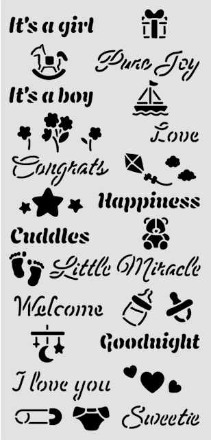 Stamperia Baby Thick Stencil 12x25cm Quotes (KSTDL144) 