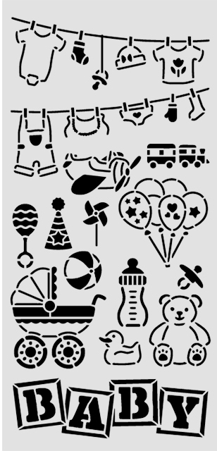 Stamperia Baby Thick Stencil 12x25cm Elements (KSTDL145) 
