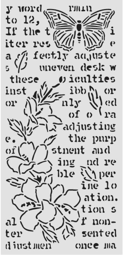 NEW Stamperia Secret Diary Thick Stencil 12x25cm Butterfly and Flower (KSTDL151) 