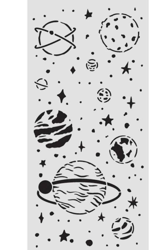 Stamperia A New Beginning Thick Stencil 12x25cm Planetary (KSTDL156) 