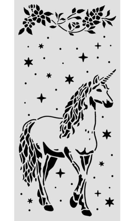 NEW Stamperia Wonderland Thick Stencils 12x25cm Unicorn (KSTDL162) 