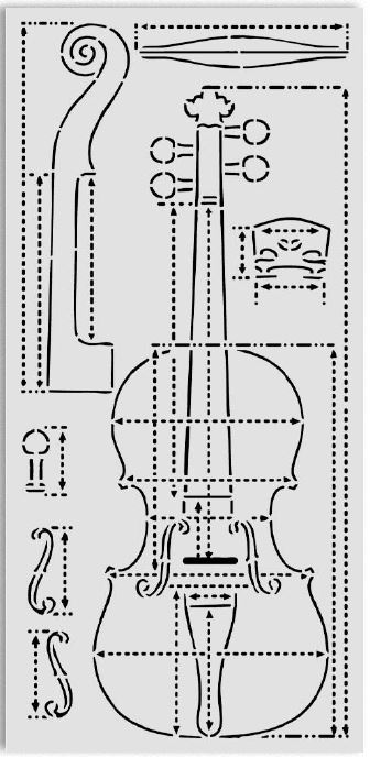 Stamperia Symphony Thick Stencils 12x25cm Violin Sections (KSTDL166)