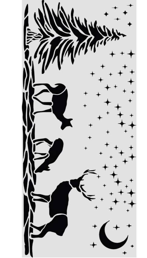 NEW Stamperia Thick Stencils 12x25cm Christmas Deers (KSTDL169) 